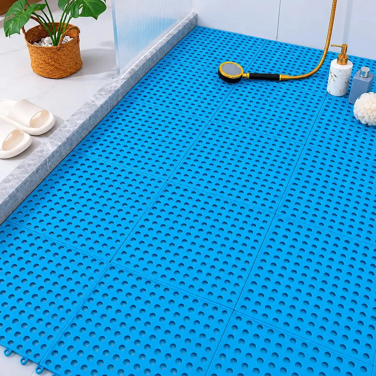 10 Pçs Tapete Estrado Pvc Antiderrapante Piso Para Box Canil Cor Azul