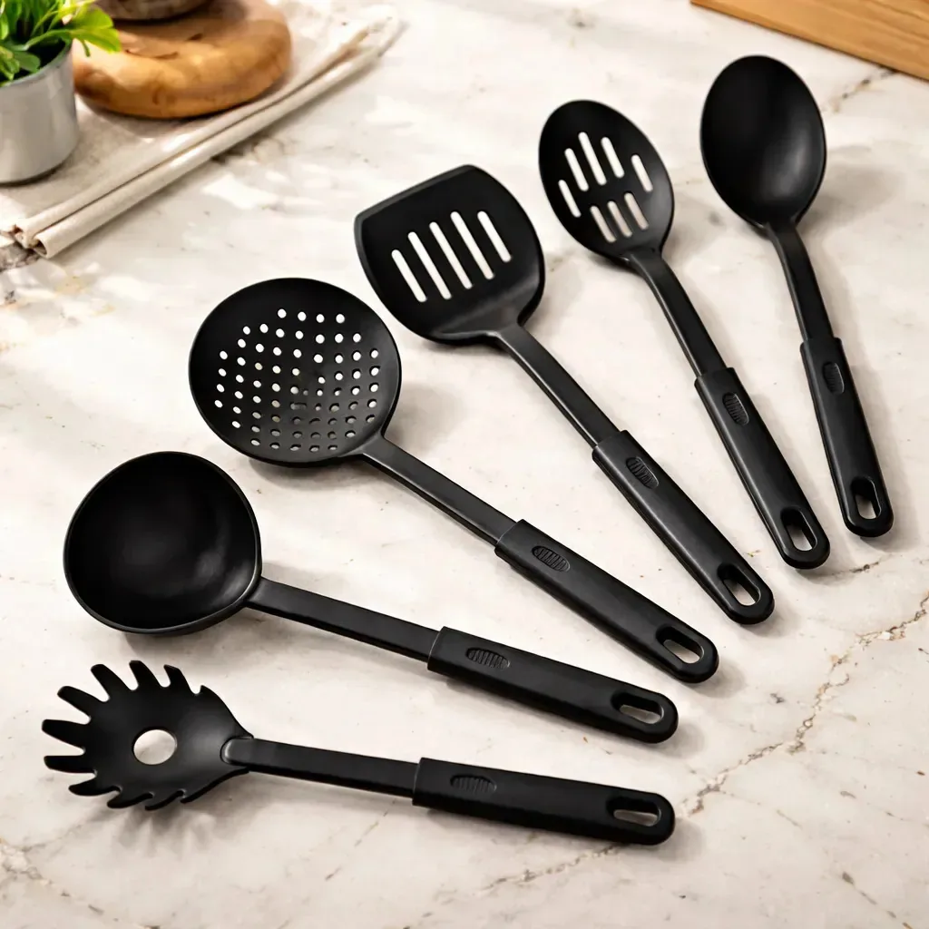 Conjunto de utensílios de cozinha de nylon Spatula Bucket Accessories X6