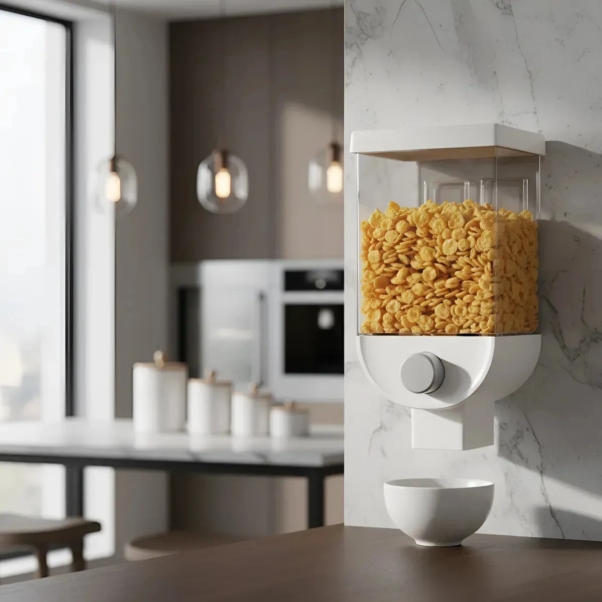 Dispensador e recipiente de armazenamento de cereais Recipiente de parede branca de 1000 ml