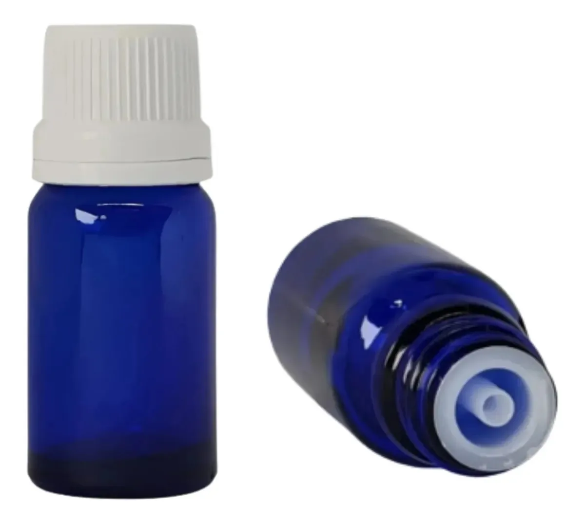 Frasco de conta-gotas azul de 10 ml, tampa branca e inserção branca X10u