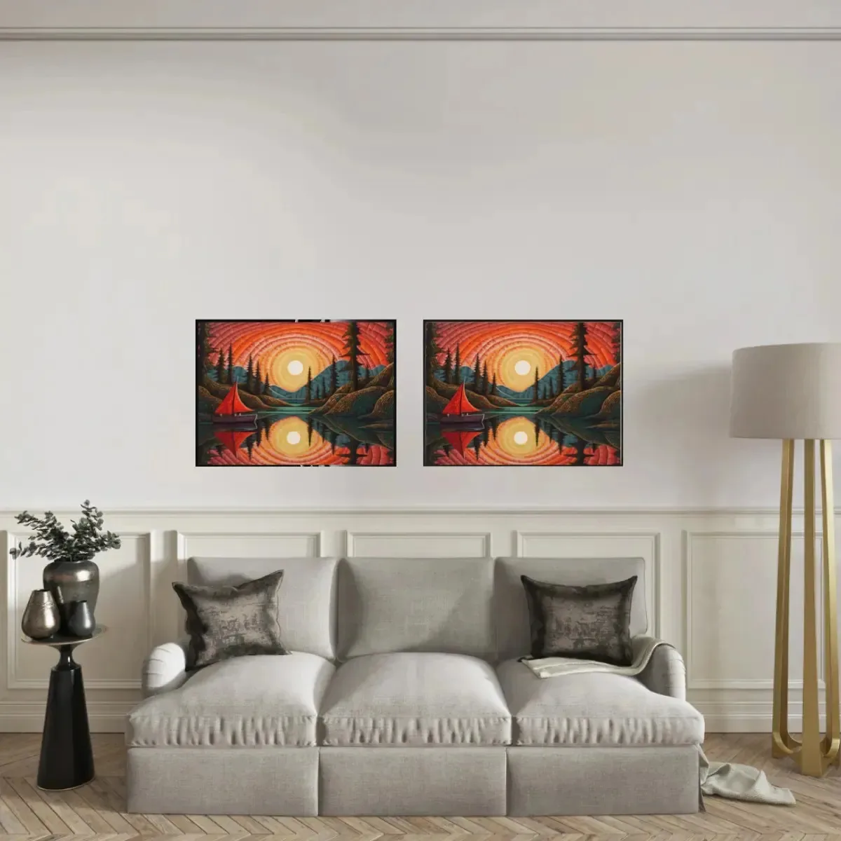 Quadro Decorativo 30x45 Sala Veleiro Sob Nascer Do Sol Veleiro Sob Nascer Do Sol