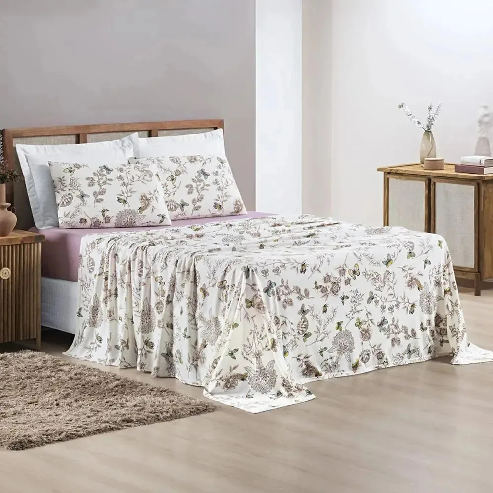 Roupa Cama Solteiro Kristen 100% Algodao - Rosa