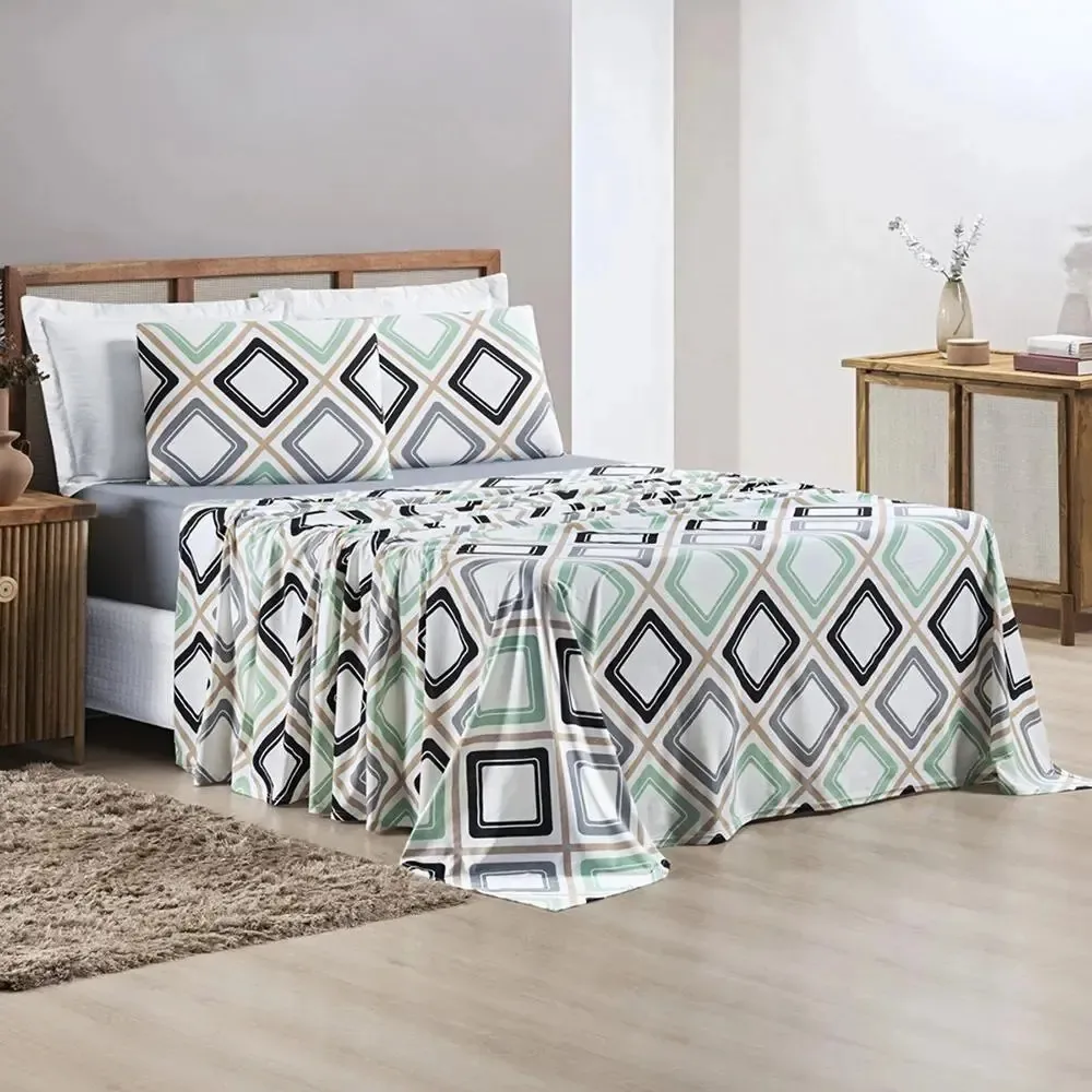 Roupa De Cama Solteiro Kristen 100% Algodão Cinza