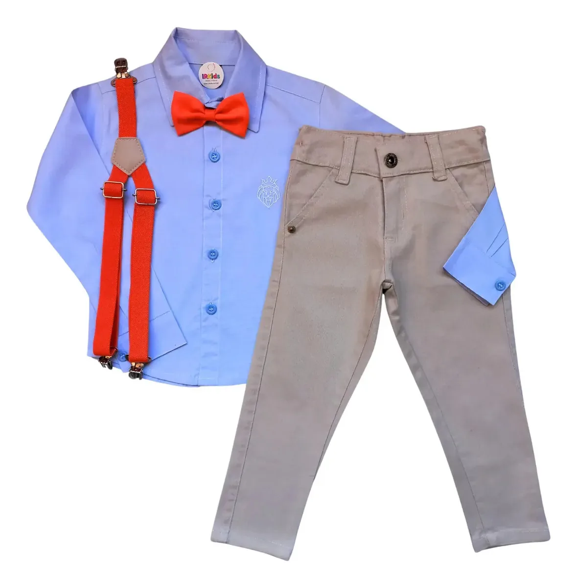 Roupa Conjunto Blippi Temático Festa Infantil Menino Cor Azul/Bege Tamanho 6