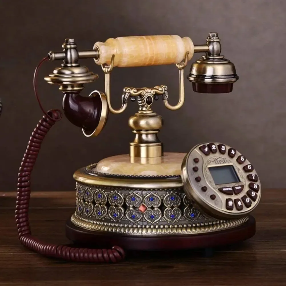 Telefone de cerâmica de estilo retrô Sudyanb, [retrô], telefone [preto], [clássico], enfeite de decoração de mesa doméstica com fio A