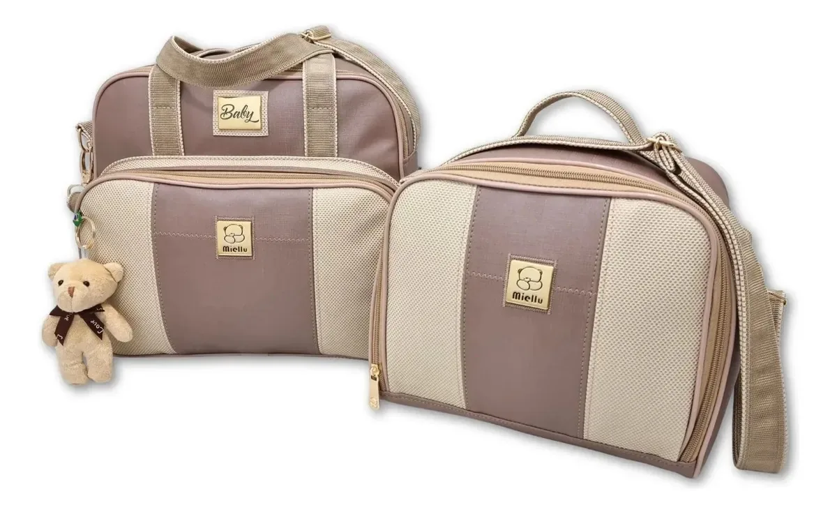 Kit Bolsas Maternidade Média Personalizada Bebê E Térmica Cor Marrom