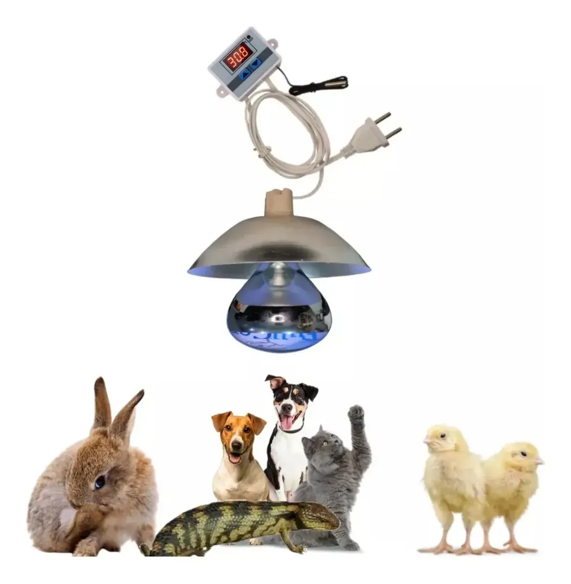 Lampada Aquecimento Animais Controlador Temperatura 250w