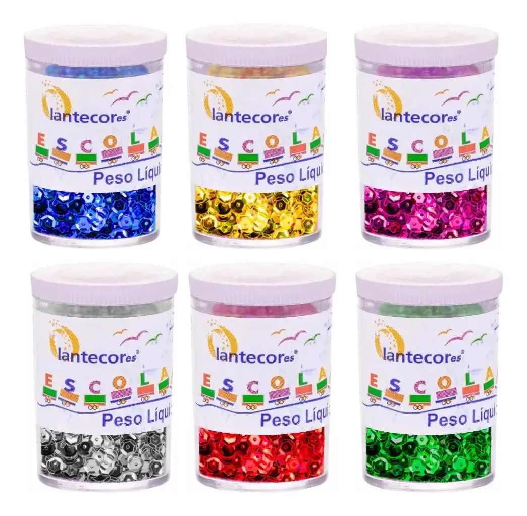 Kit 06 Potes De Lantejoulas 6mm Metalizadas 3g - Lantercor Metalizados