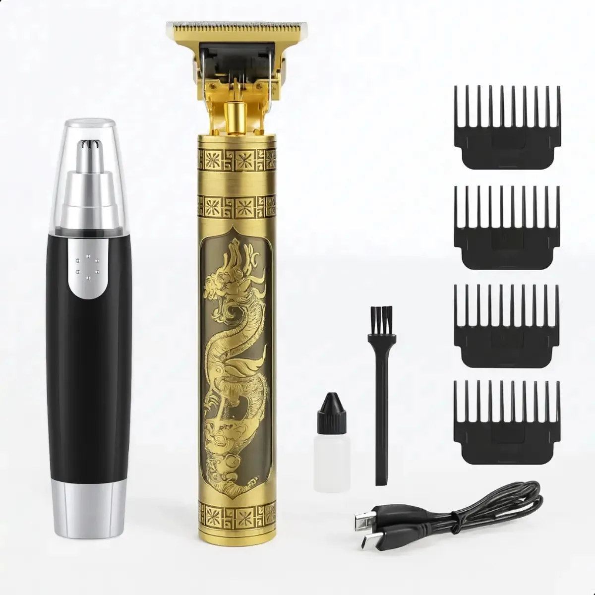 Máquina Dragão Corta Cabelo Barba + Aparador De Pelo Nariz