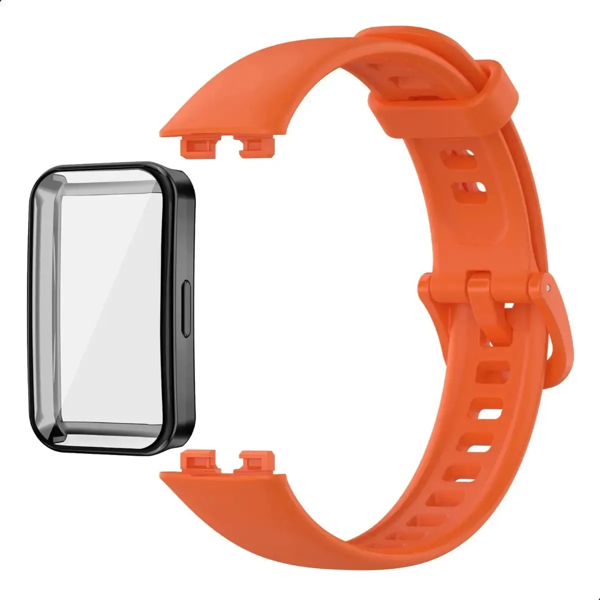 Pulseira De Silicone + Capa Case Proteção Para Huawei Band 8 Cor Laranja