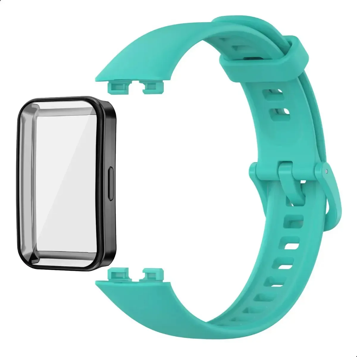 Pulseira De Silicone + Capa Case Proteção Para Huawei Band 8 Cor Verde/Água