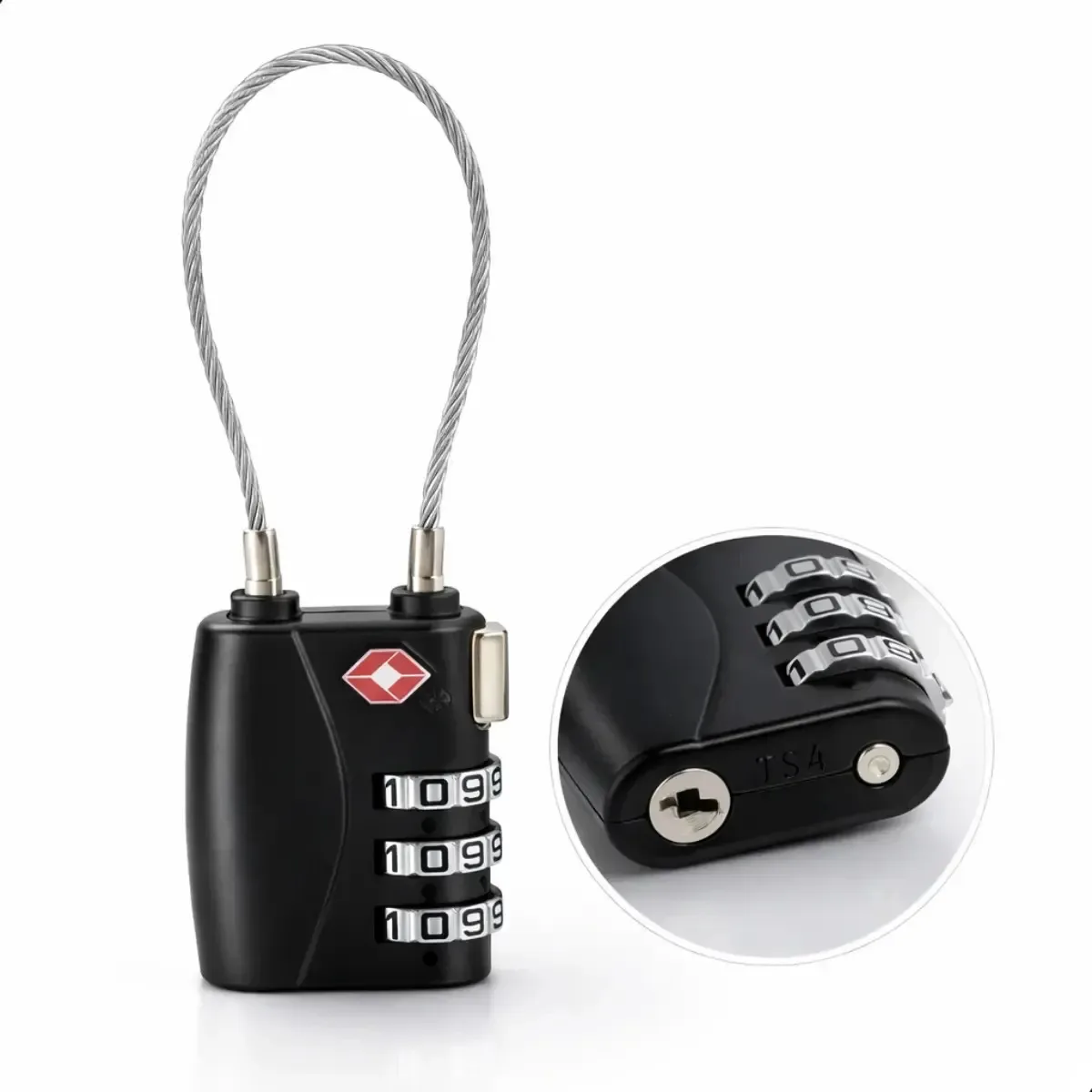Cadeado De Senha Cabo Aço Segredo Tsa Mochila Mala Viagem Preto