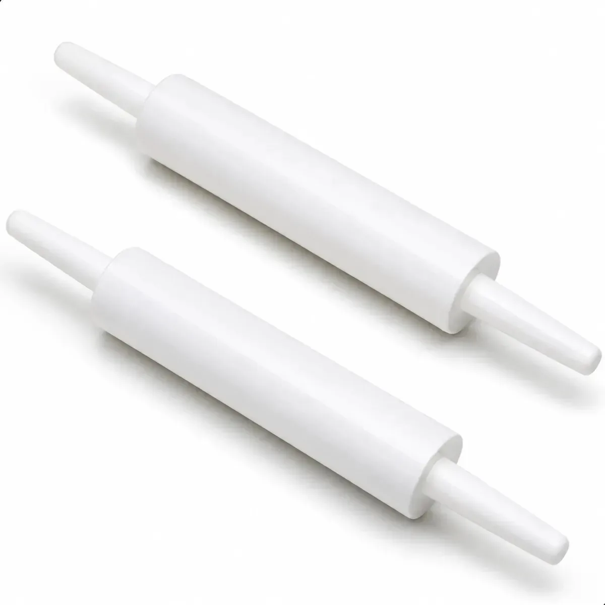 2 Rolos Para Abrir Massas Pizza Macarrão Pães Giratório 40cm Branco