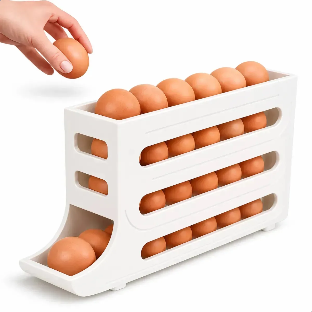 Porta Ovos Rolante 30 Ovos Dispensador Organizador Geladeira Branco