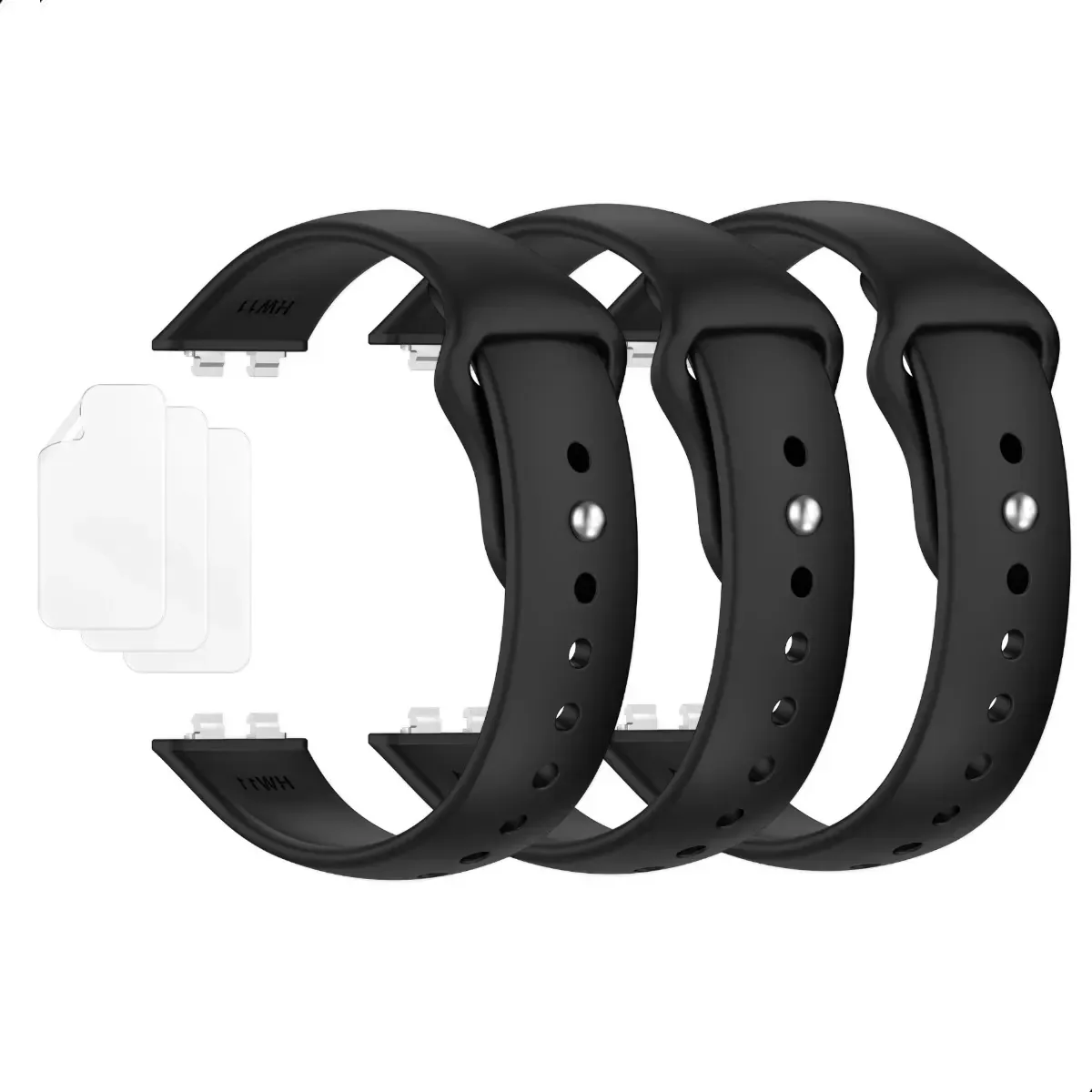 Kit 3 Pulseiras Silicone Correia Para Huawei Band 11 Pro Preto