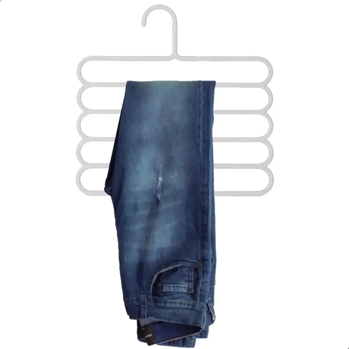 Kit 10 Cabides Organizador 5 Divisorias Calças Roupas Calças Cor Branco