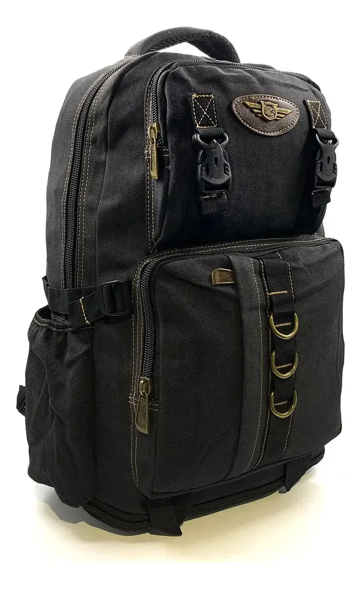 Mochila Notebook Grande Trabalho Faculdade Lona Resistente Cor Mochila Tatica Preta Desenho Do Tecido Mochila Tatica Em Lona Resistente