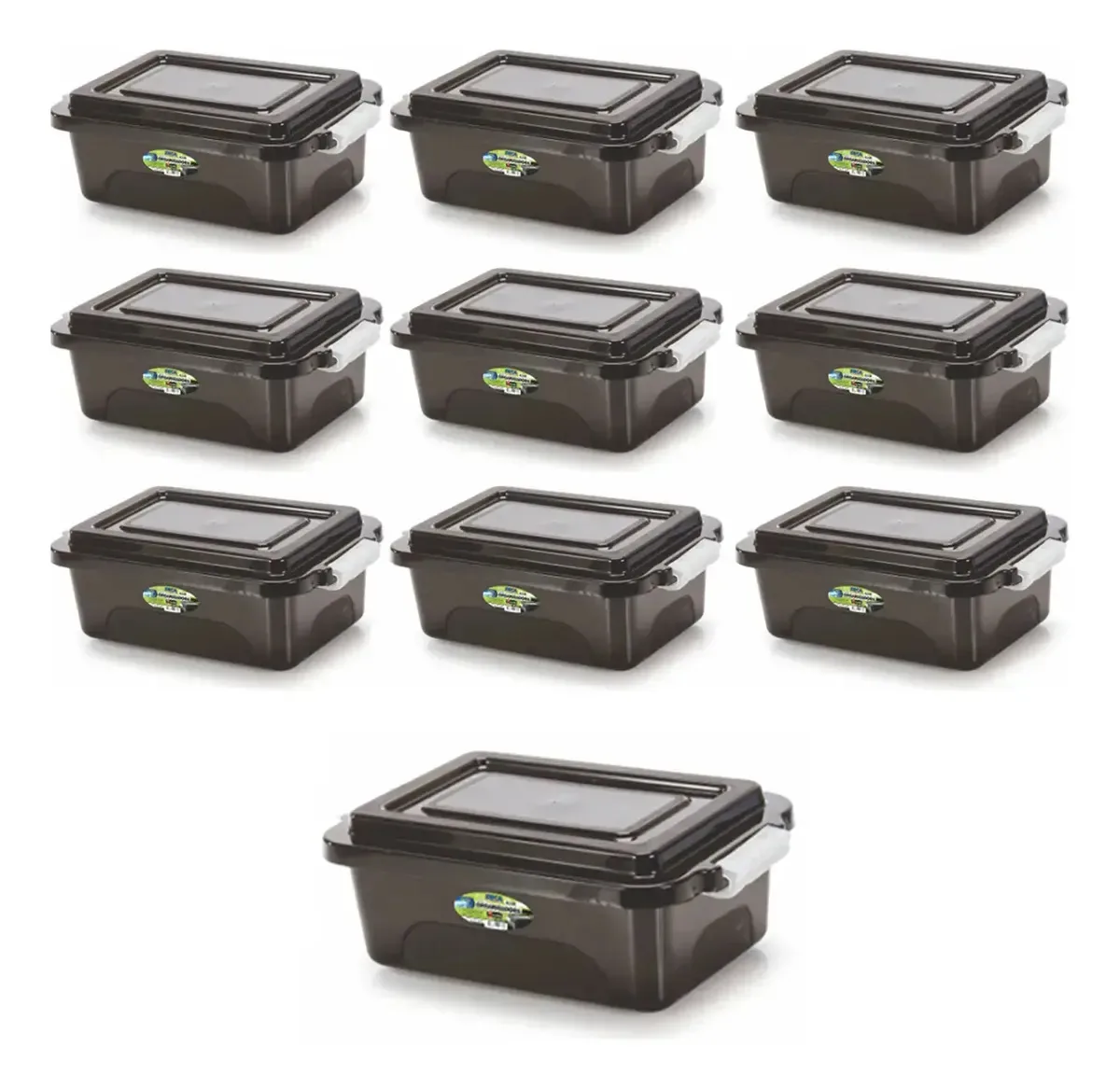 Kit 10 Caixas Organizadoras Black 5l C/ Tampa E Travas