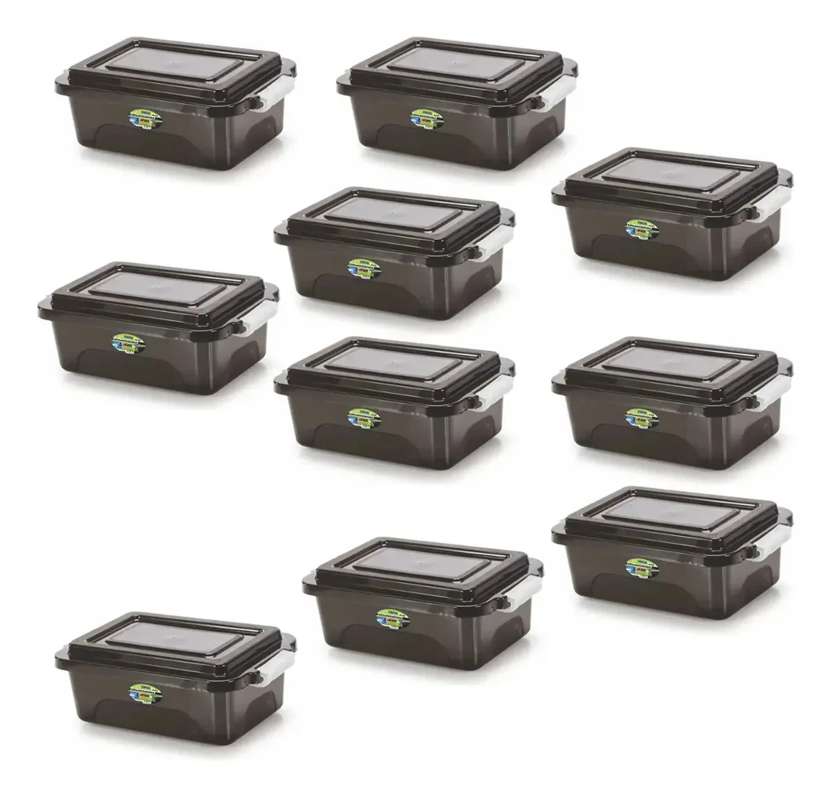 Kit 10 Caixas Organizadoras Black 17 L C/ Tampa E Travas