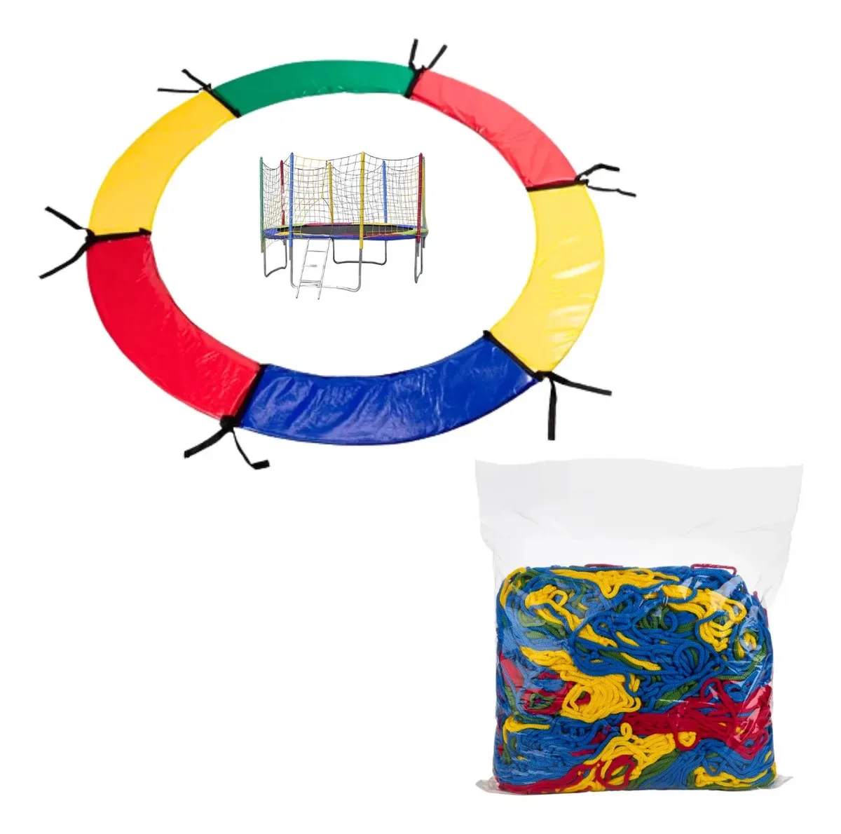 Kit Cama Elástica 1,80m Ou 1,83m Com Rede De Proteção E Protetor De Molas Segurança Para Pula Pula - Val Brinquedos