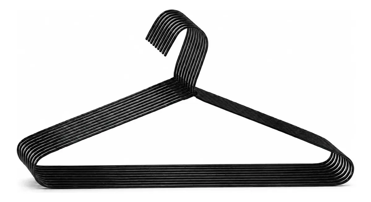 Cabide Aramado Modelo Lavanderia Camisas 42 Cm - 500 Pçs Preto