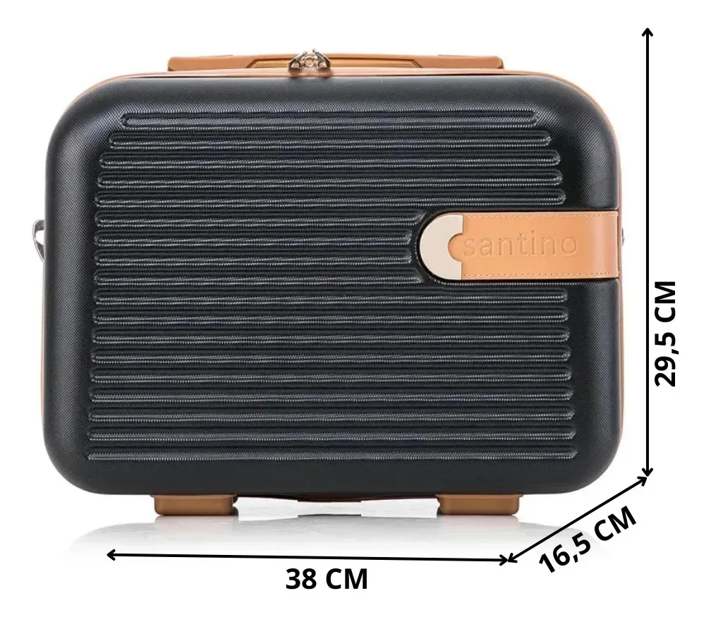 Necessaire Abs Santino Viagem Frasqueira Porta Maquiagem Preto Liso