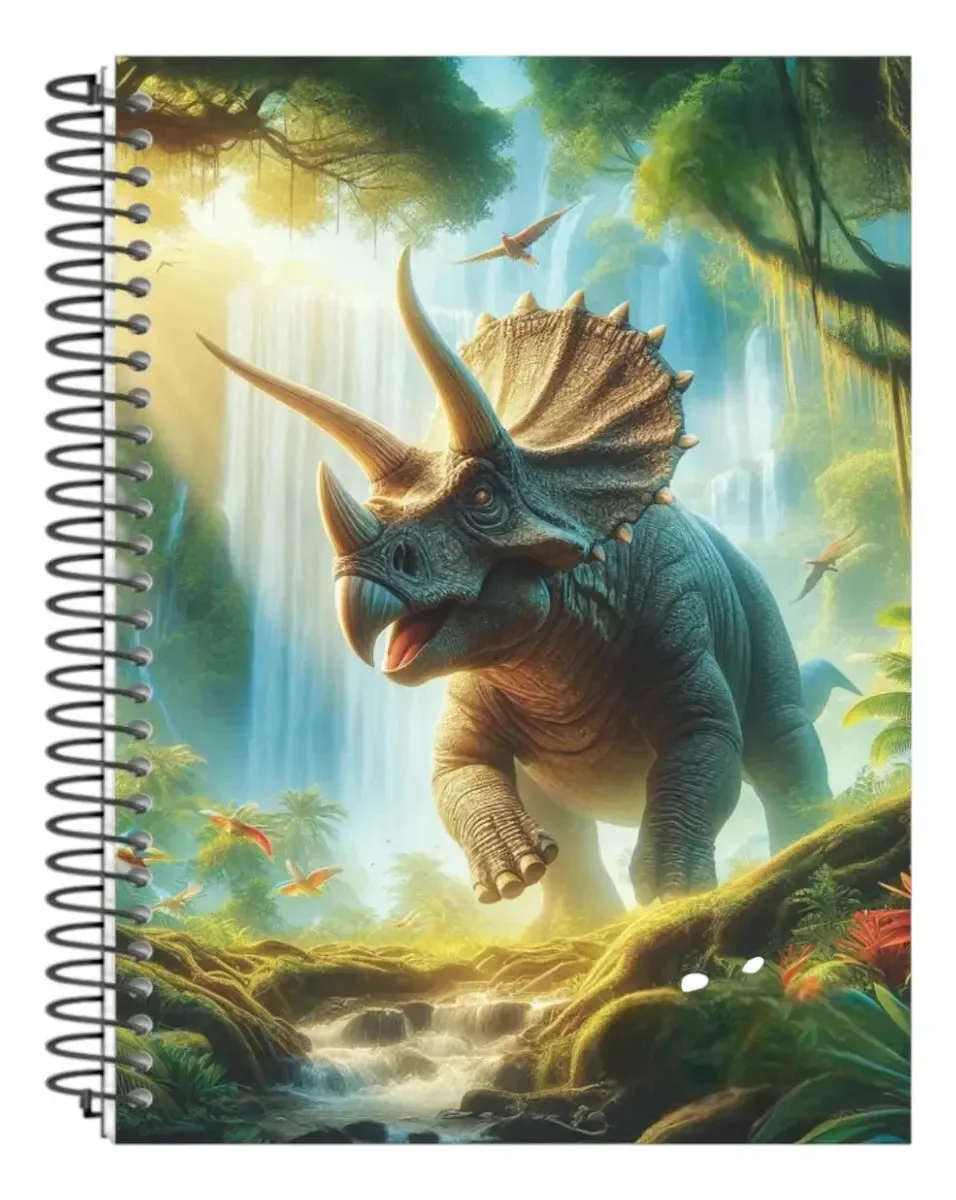Caderno Universitário Capa Dura 10 Matérias 160 Folhas Cor Dino 2 Chifres
