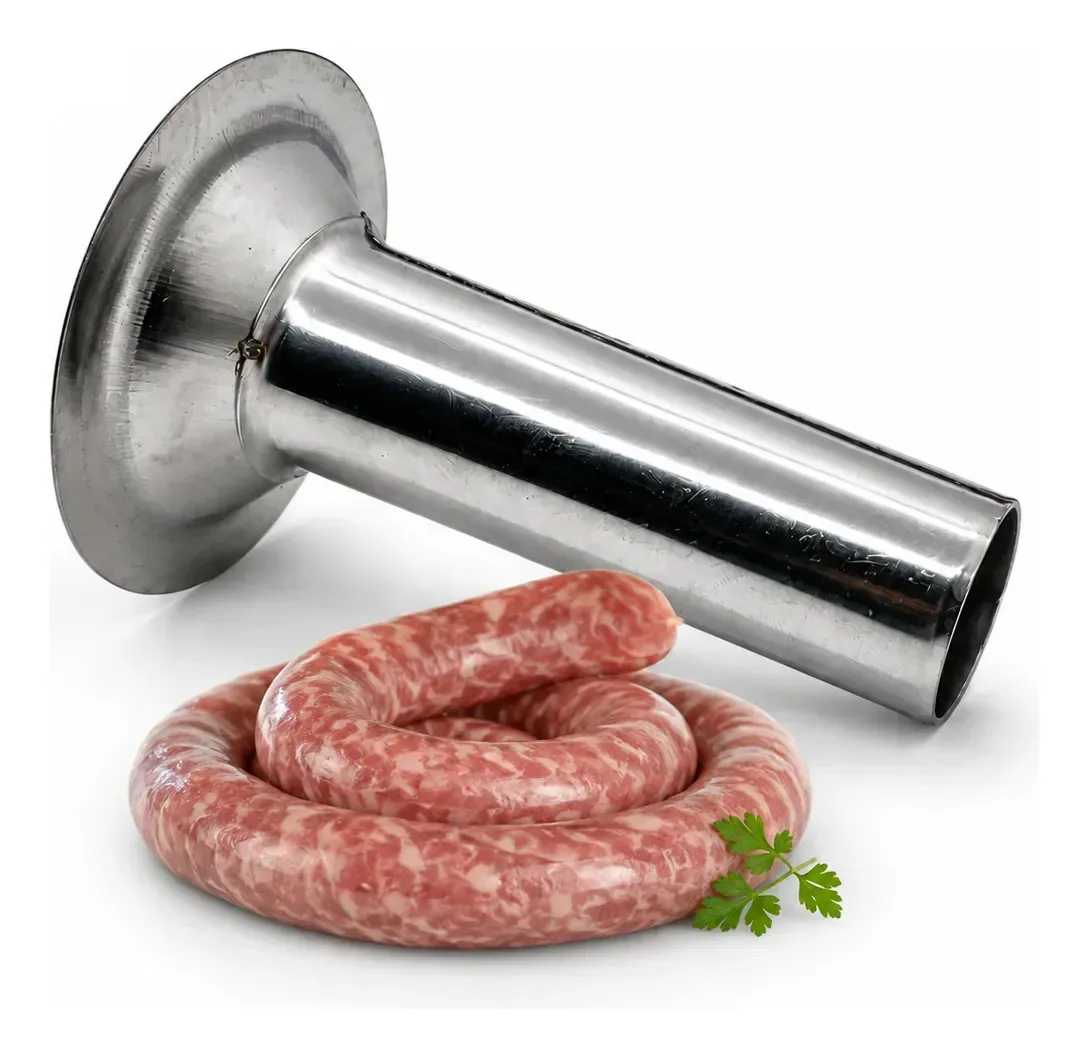 Kit 2 Funil Inox No 22 Moedor De Carne Embutidos Linguiça