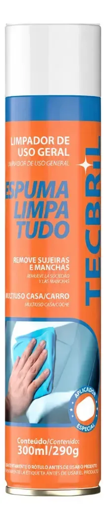 Espuma Limpa Tudo Tecbril 300ml Multiuso Limpa Estofado Sofá