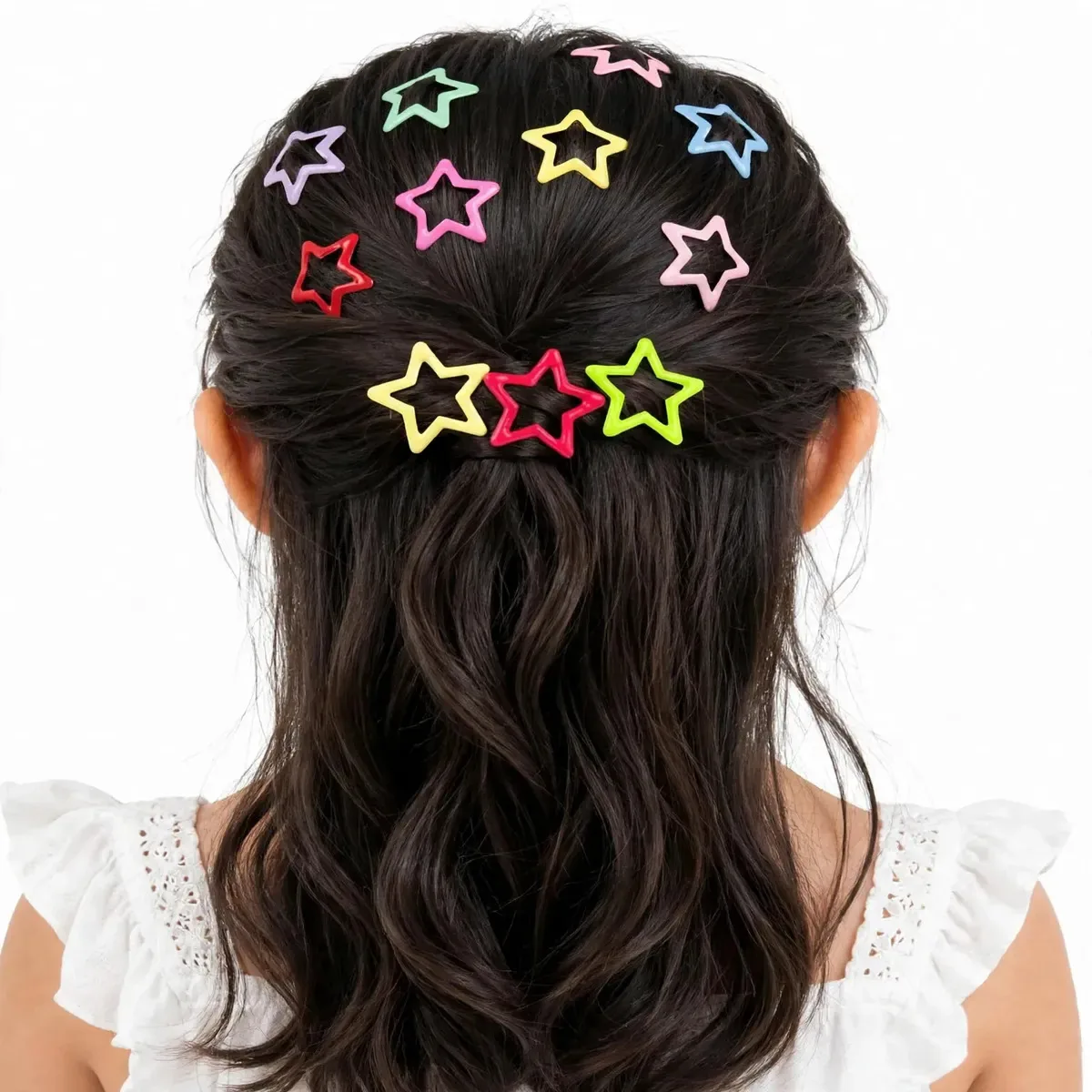 Kit 50 Tic Tac Estrelinhas Coloridos Presilha tic tac penteado infantil