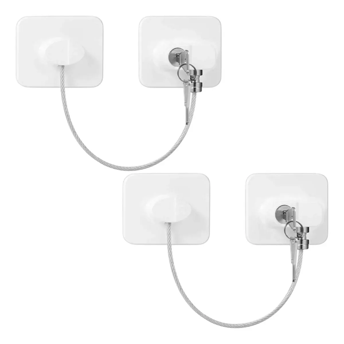 Kit 2 Travas Com Chave Multiuso Segurança Proteção Infantil Cor Branco