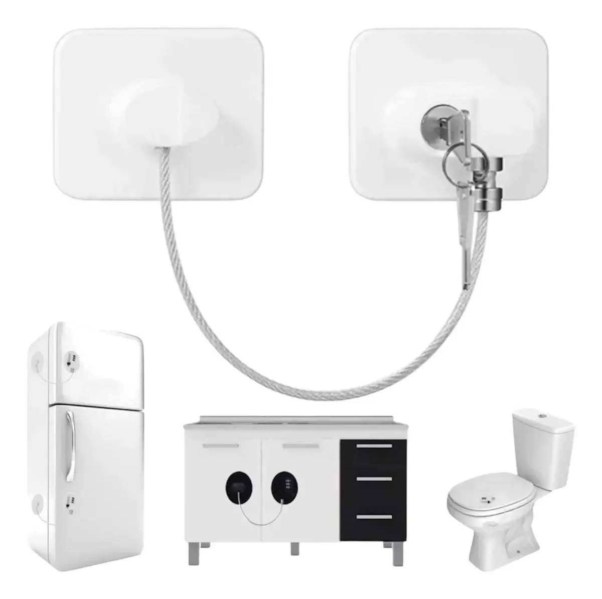 Trava De Segurança Para Bebês Swiff Audio Tranca De Segurança Multiuso Tranca Multiuso Com Chave Para Segurança Infantil -branco