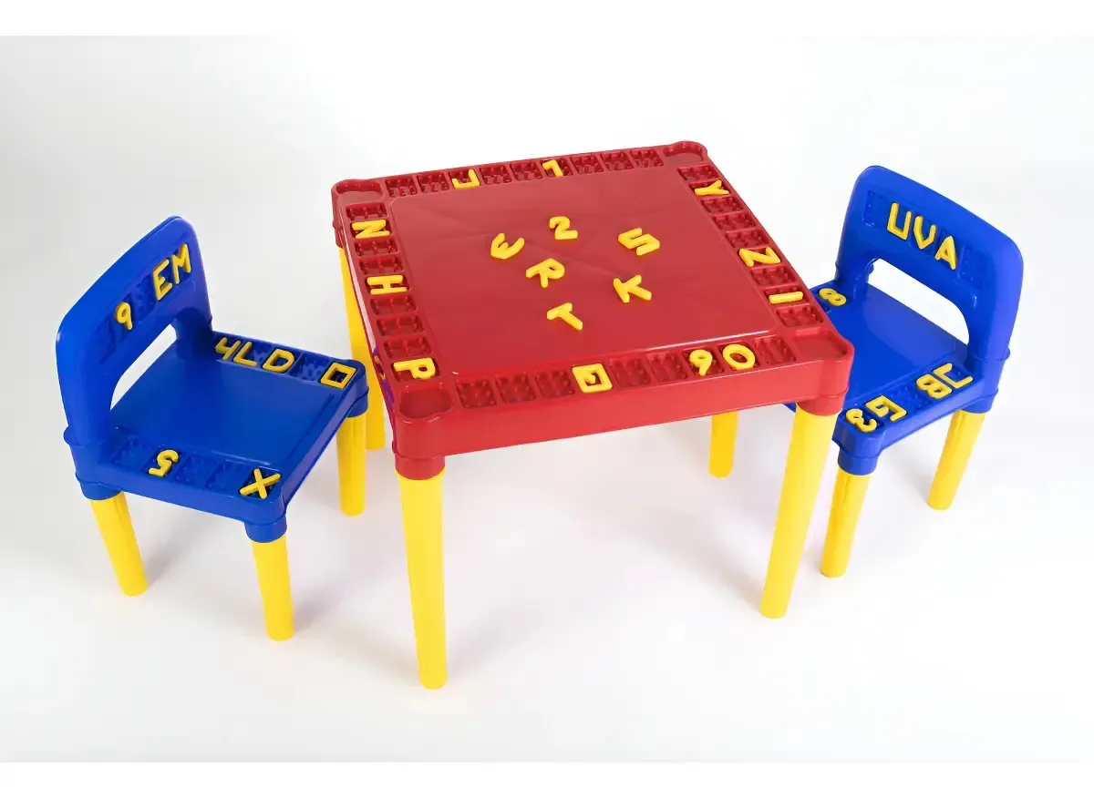 Mesa Mesinha Infantil Didática Com Cadeiras Letras E Números
