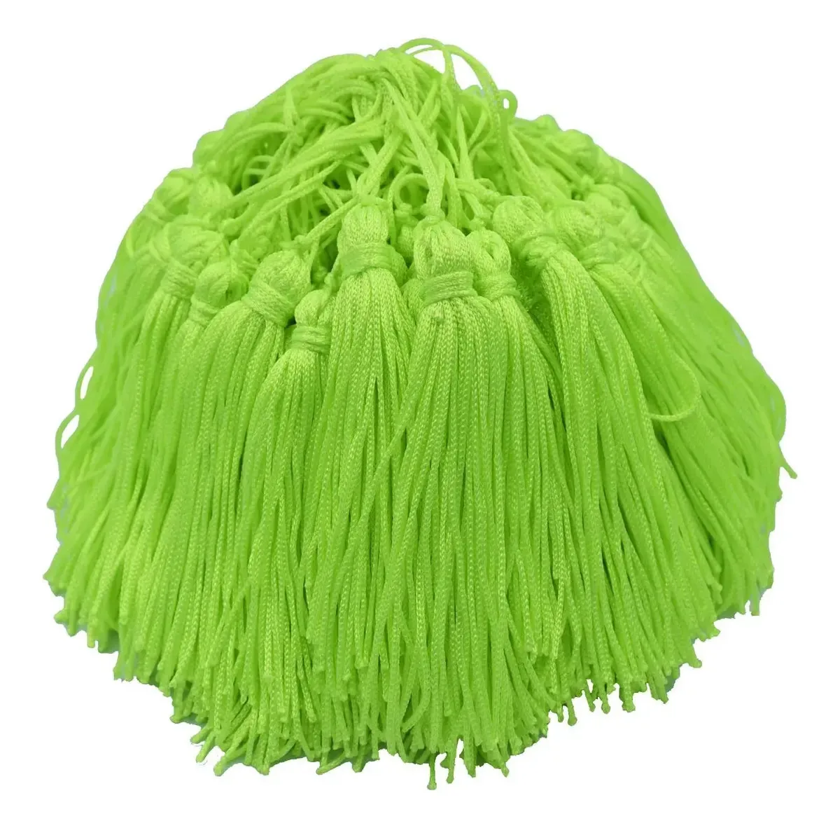 Franja Tassel de Poliéster Verde-lima com Pompons para Decoração