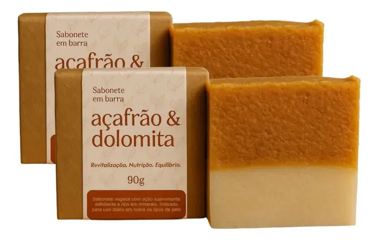 2 Sabonetes Depilatório De Açafrão E Dolomita Clareador