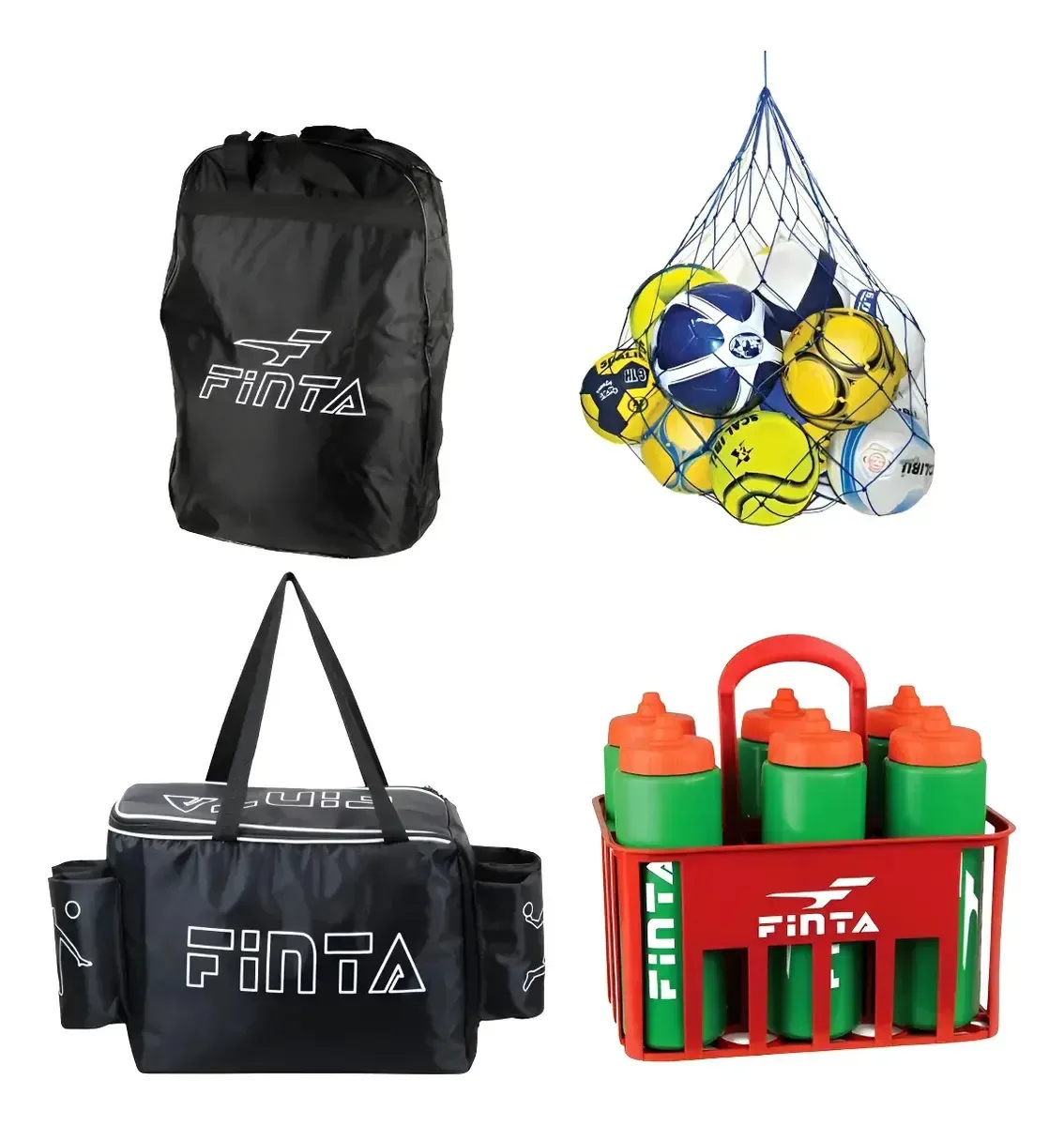 Kit Bolsa Saco Material Saco Bola Cesta Completa Futebol Preto