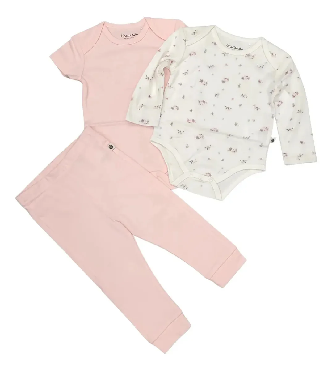 Conjunto de macacões e calças rosa de 9 meses de manga curta e manga curta para bebês