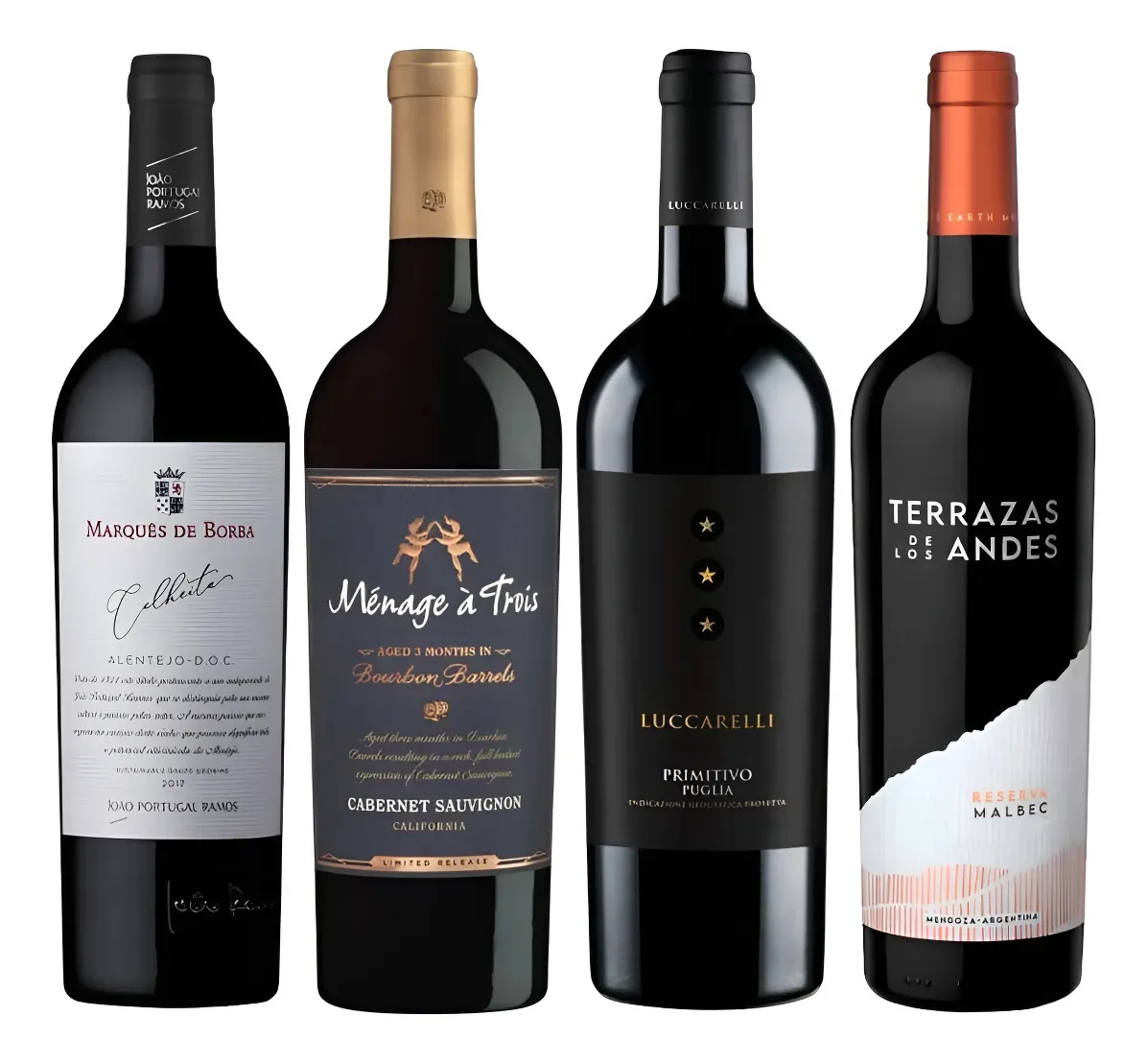 Kit 4 Vinhos Premium Degustação Internacional