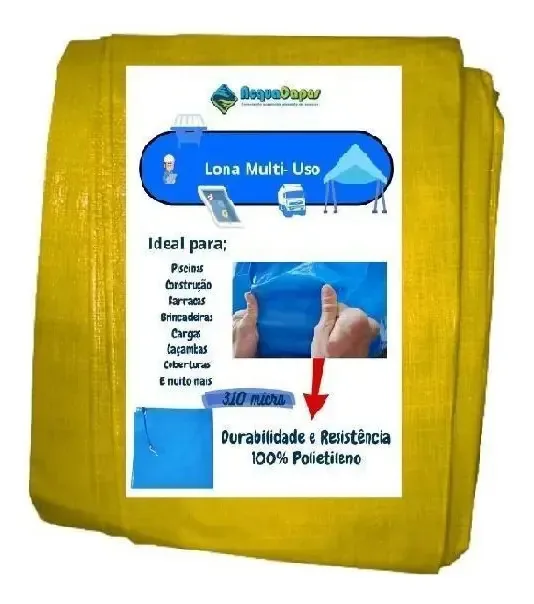 Lona Polietileno 6x5 Grossa 300 Micras Multiuso Amarela