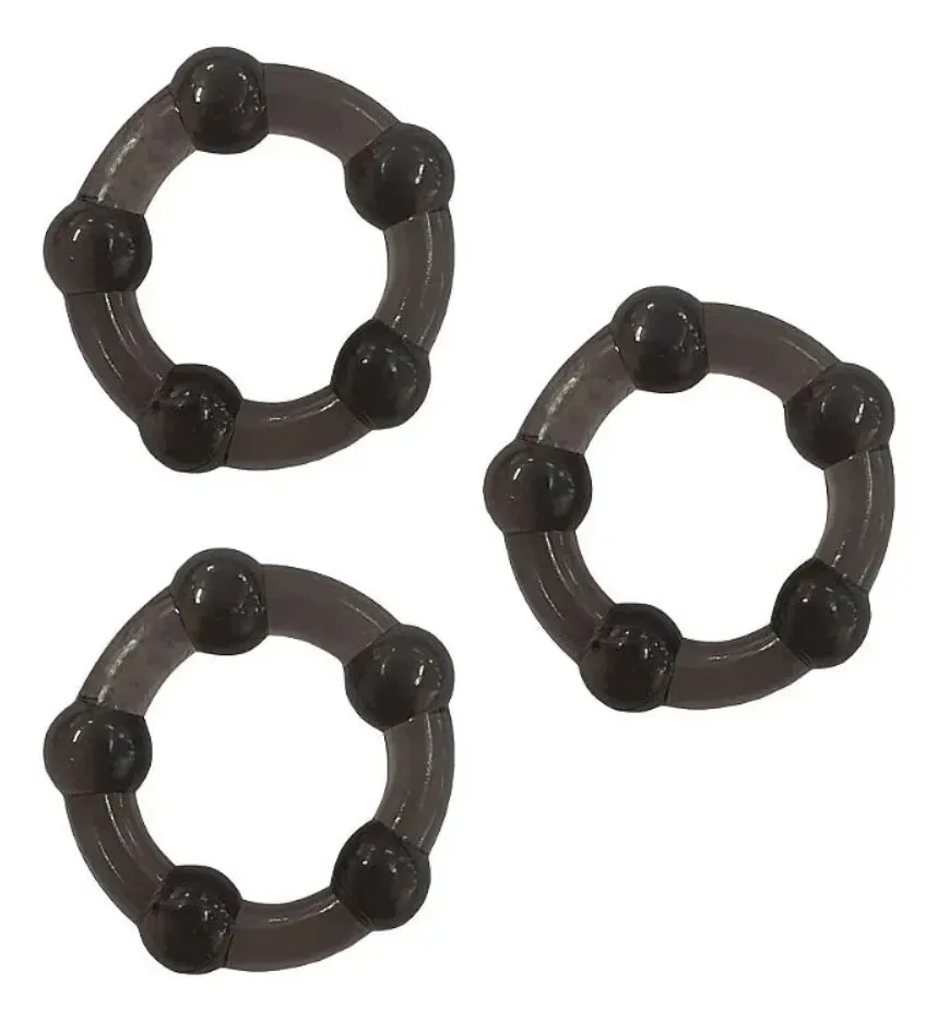 Anel Peniano de Silicone com Gomos – Kit com 3 Anéis para Prolongar o Prazer