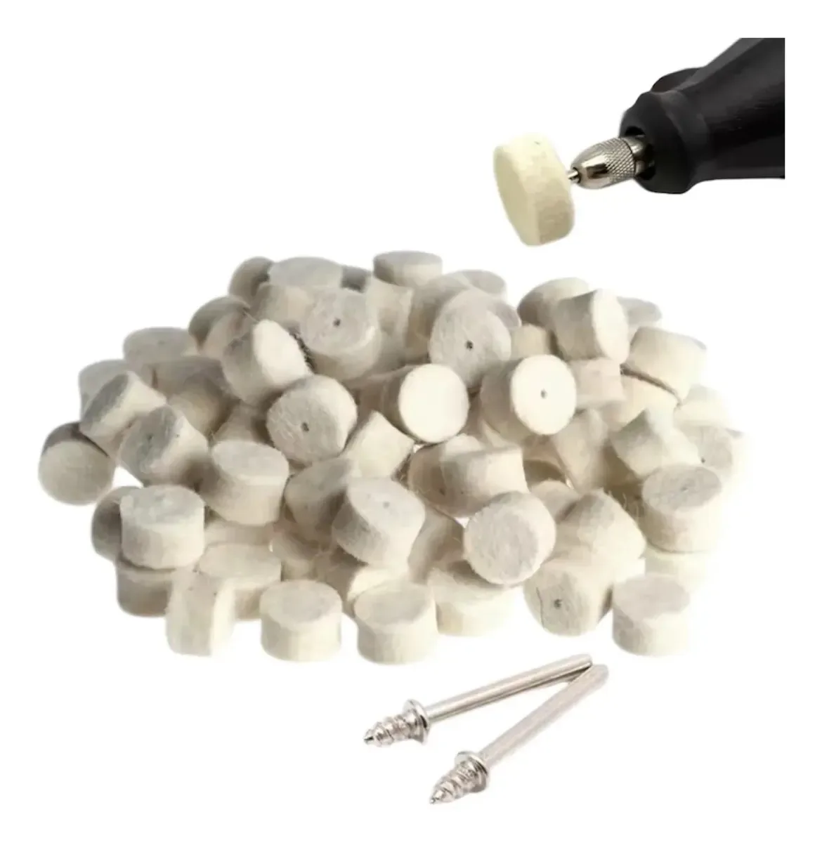 Kit 100 Feltros Lã Polimento Para Micro Retifica E Furadeira