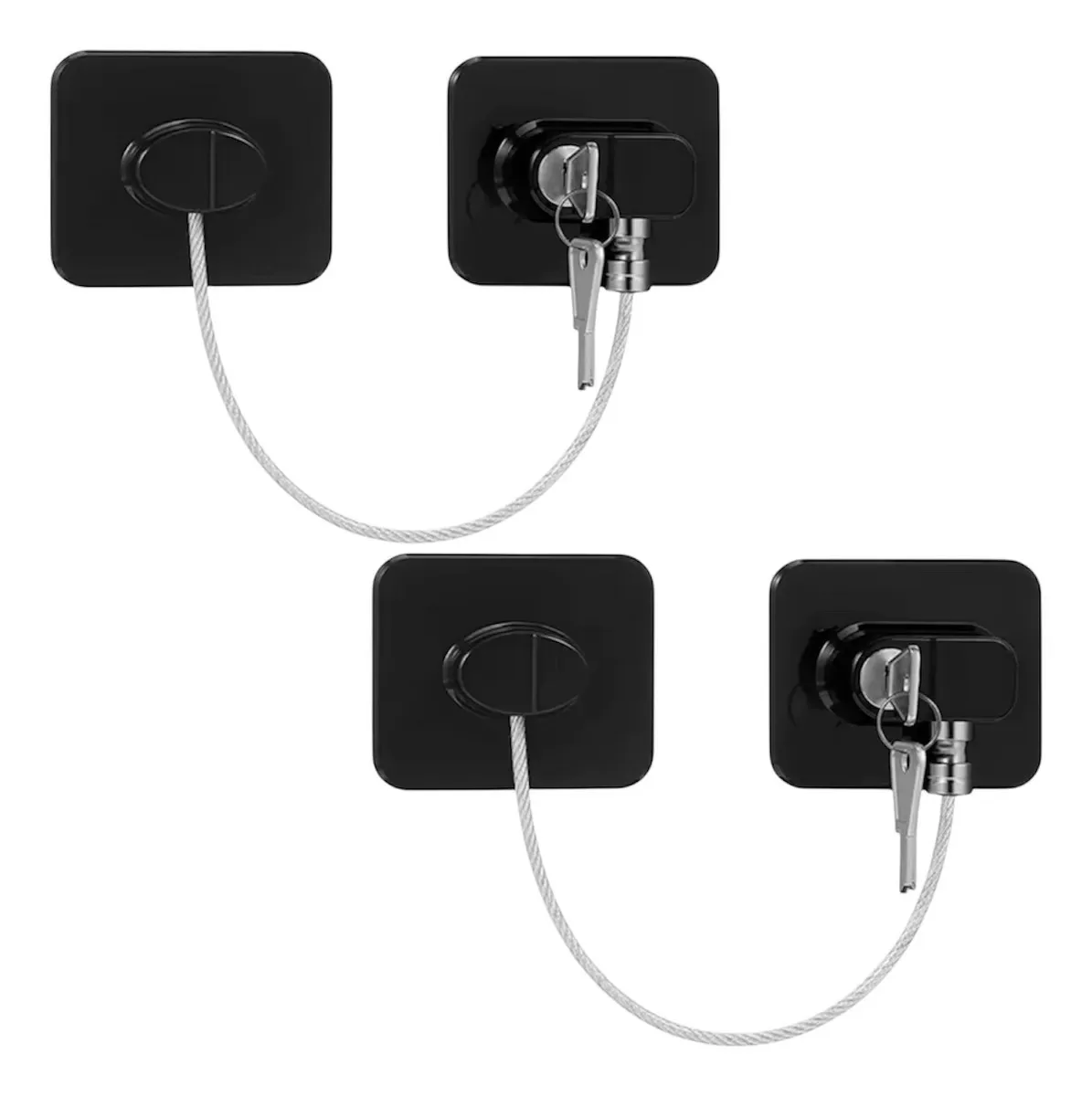 Kit 2 Travas Com Chave Multiuso Segurança Proteção Infantil Cor Preto
