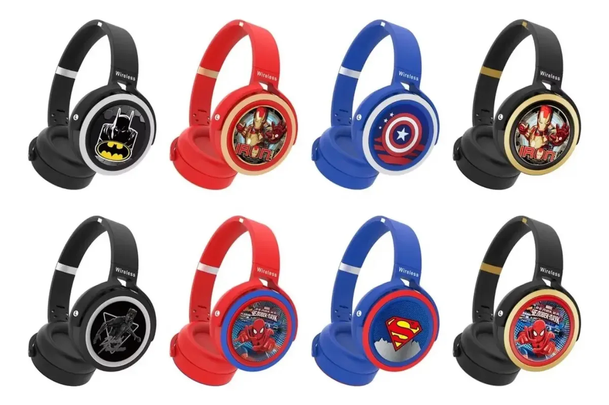 Fone Ouvido Infantil Super Heróis Bluetooth S/ Fio Regulável Cor FONE CAPITÃO AMÉRICA AZUL