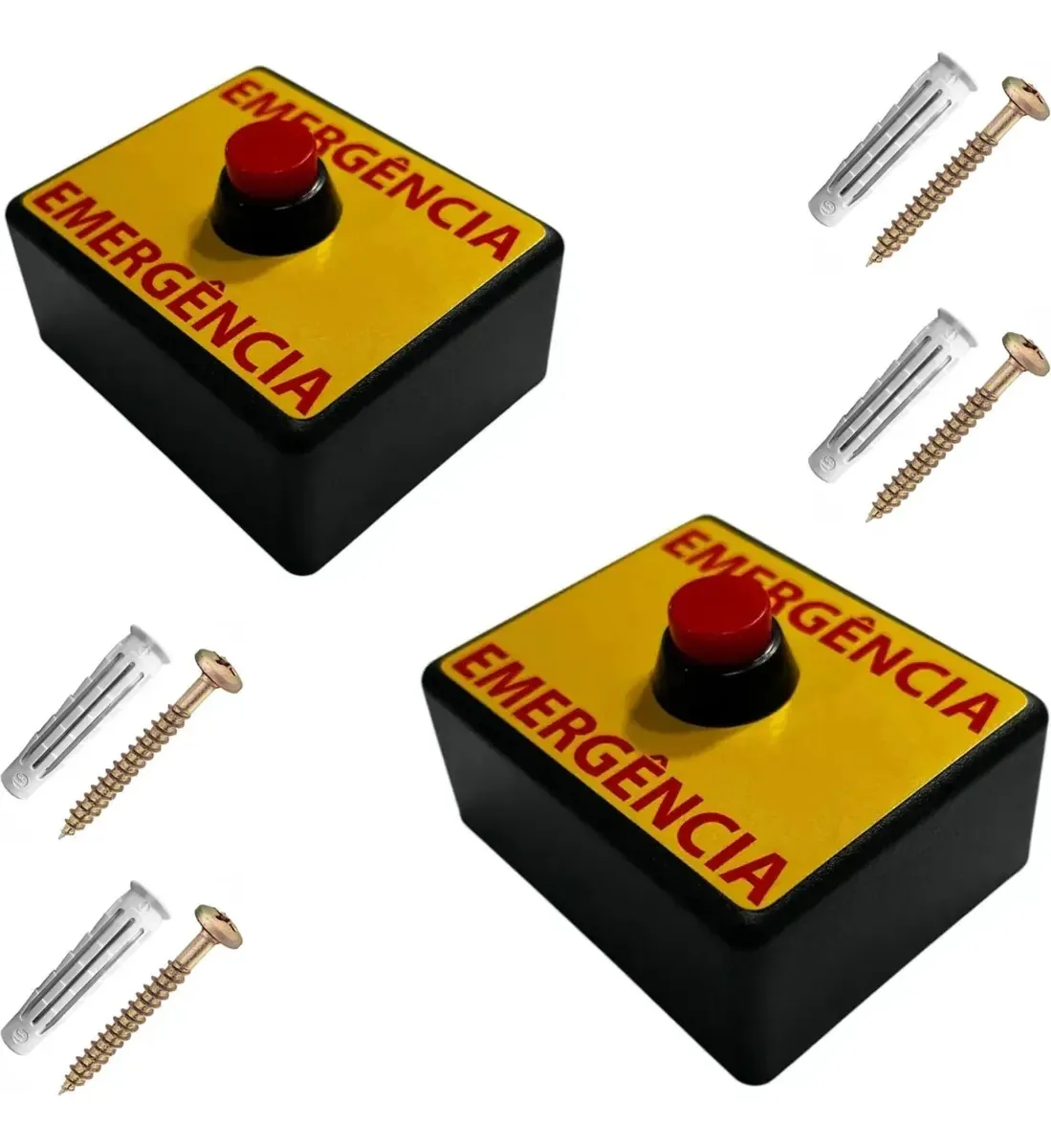 2x Botoeiras Com Fio Para Alarme Banheiro Pcd Pne Fullcenter Amarelo