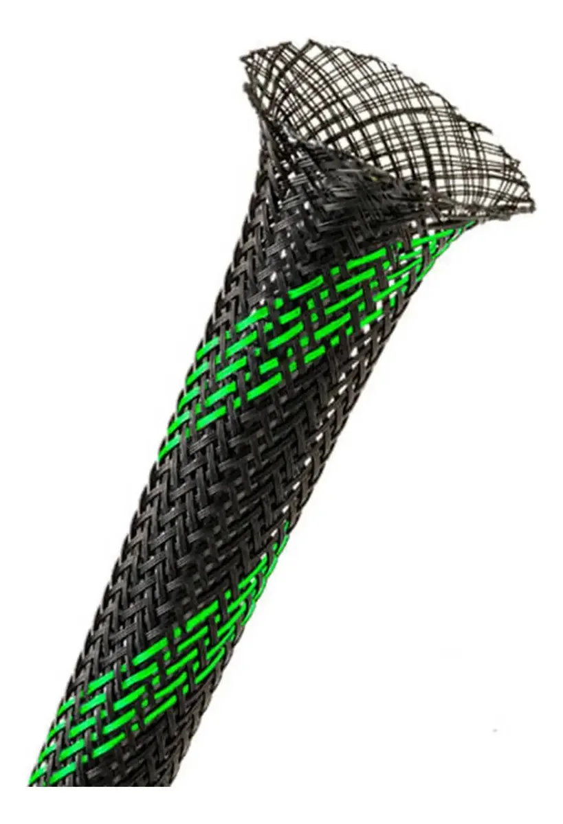 Malha Expansivel Nautica Preta Com Verde - 8mm Rl C 10m Preto Com Verde