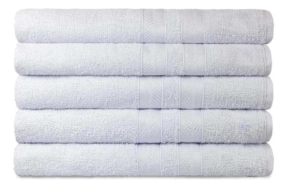Kit 5 Toalhas Banho Banho Conforto Caricinha 1.3m 60cm Branco