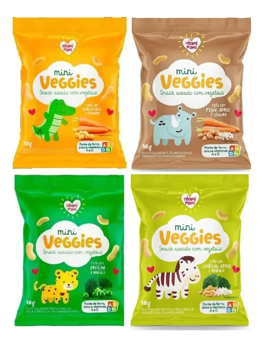 Mini Veggies Snacks Sortidos Nhami Mami 4un X 18gr
