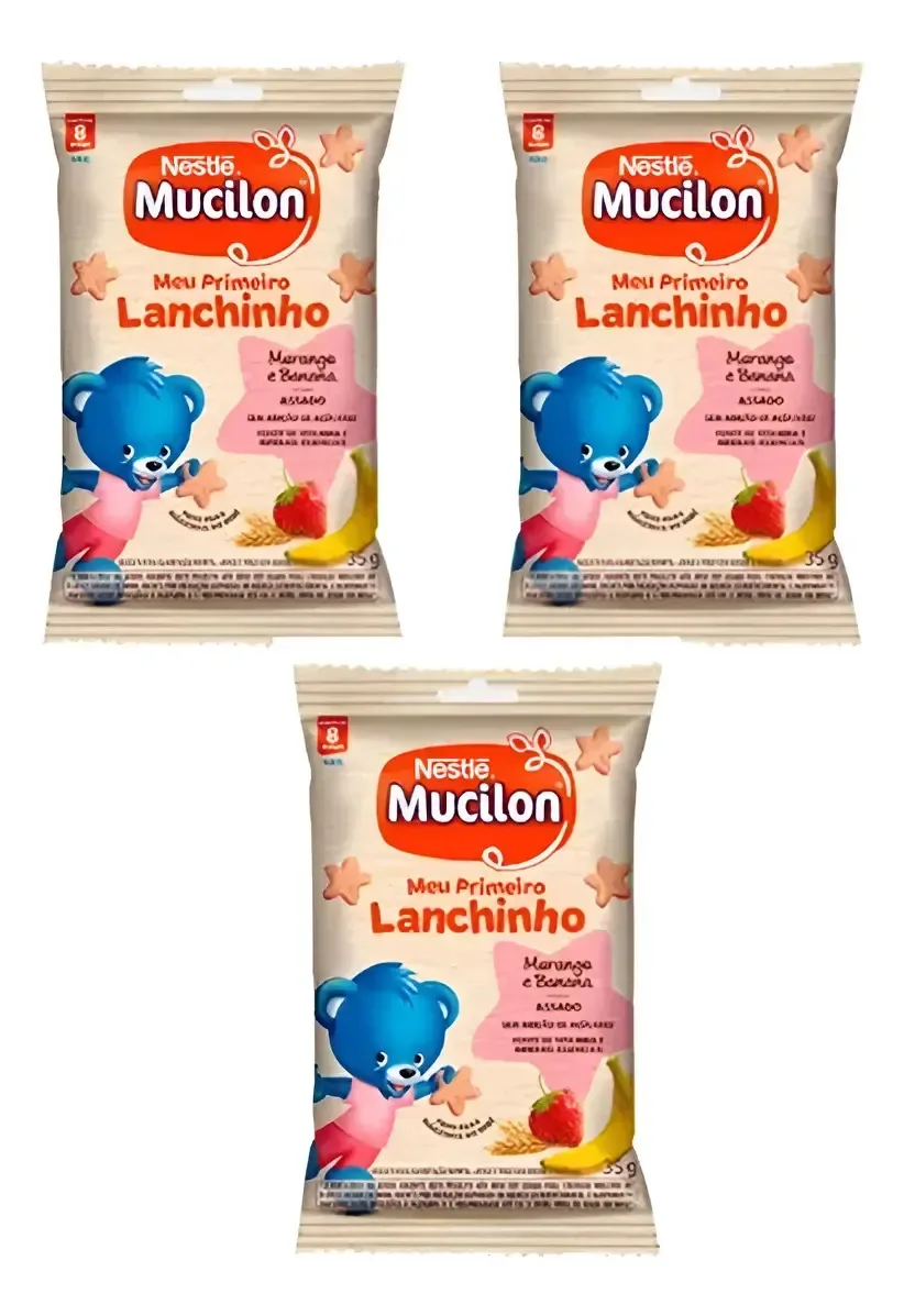 Mucilon Meu Primeiro Lanchinho Morango E Banana 35gr C/3