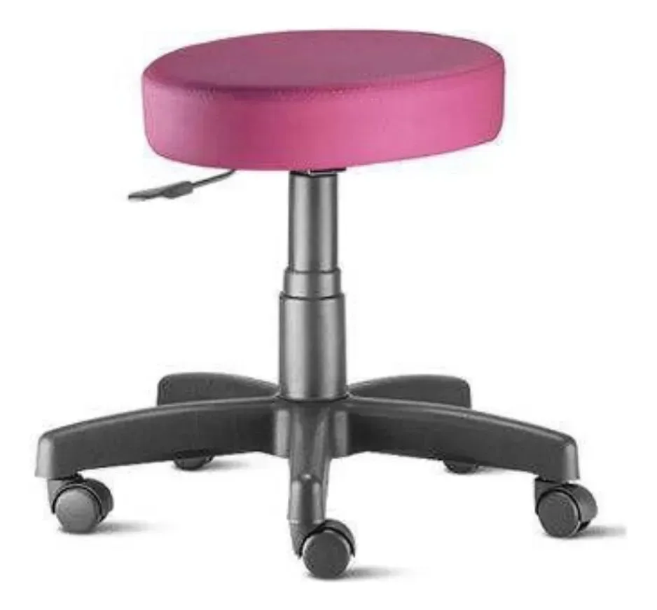 Banco Mocho Oftalmologico Diversas Cores E Rodizios Duplos Rosa-chiclete Preto