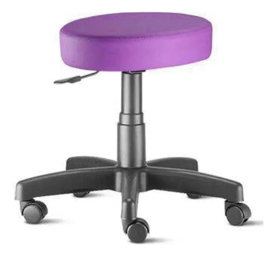 Banco Mocho Oftalmologico Diversas Cores E Rodizios Duplos Violeta Preto